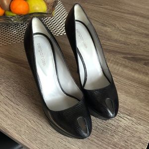 Women’s Sergio Rossi open toe platform heels black